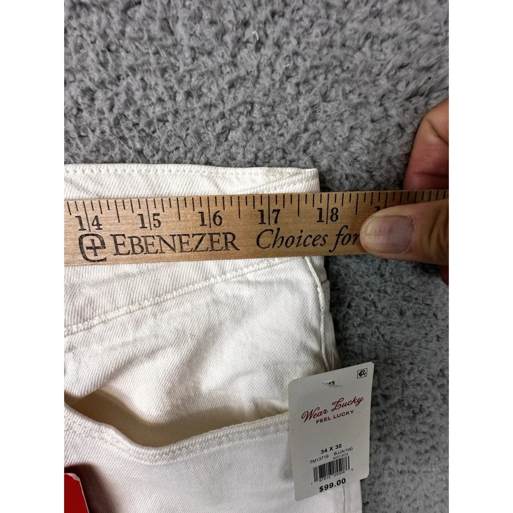Lucky Brand 223 Straight Jeans Mens 34x30 White Denim NWT